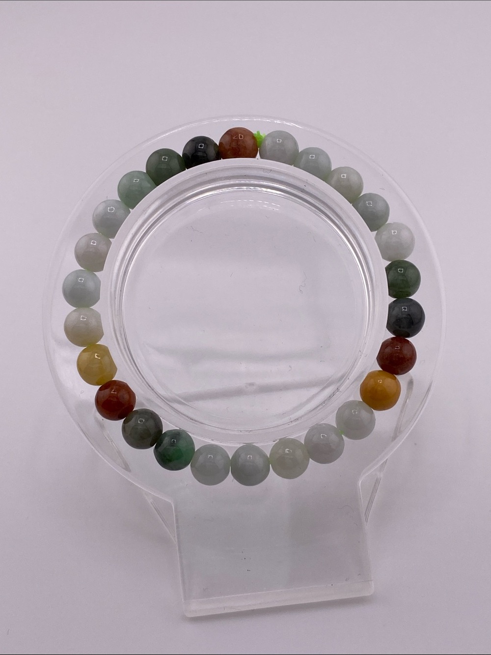 Natural Multi-Color Jade Beaded Stretch Bracelet